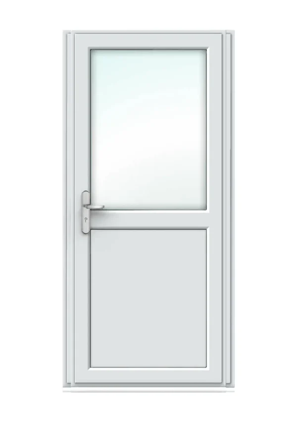Half Glazed uPVC Single Door - Flat Panel