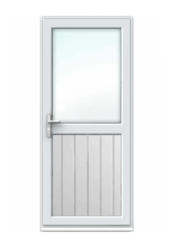 Half Glazed uPVC Single Door - Tongue & Groove Panel
