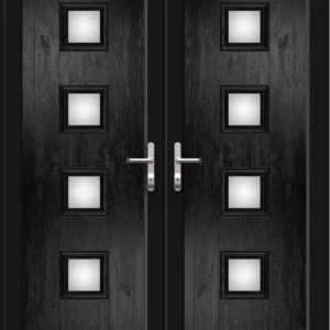 French Door with Hayes Four Glazed Panel - Black