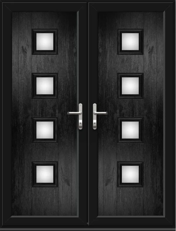 French Door with Hayes Four Glazed Panel - Black