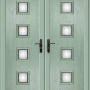 French Door with Hayes Four Glazed Panel - Chartwell Green