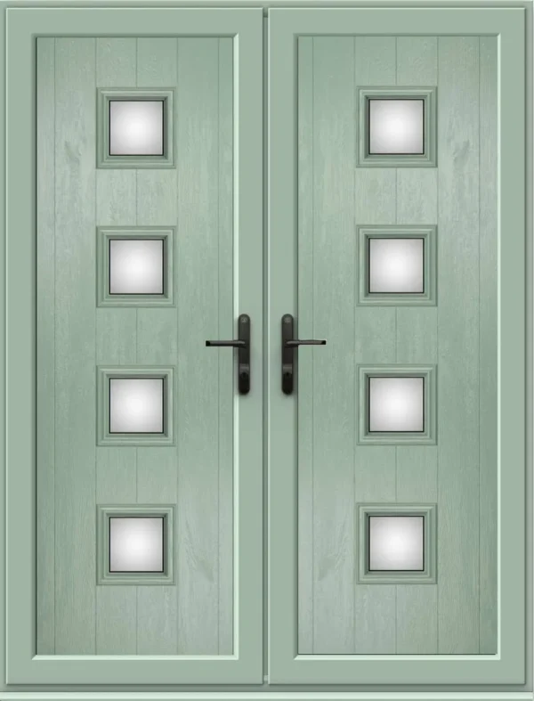 French Door with Hayes Four Glazed Panel - Chartwell Green