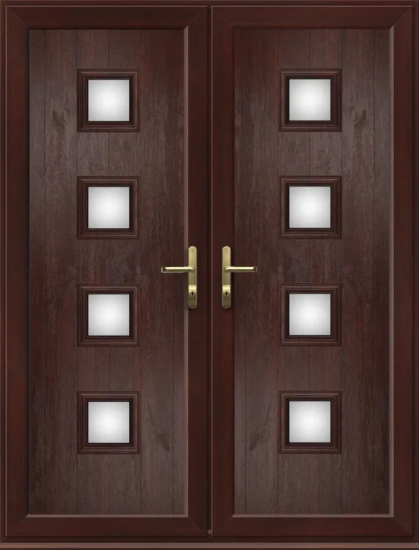 French Door with Hayes Four Glazed Panel - Rosewood