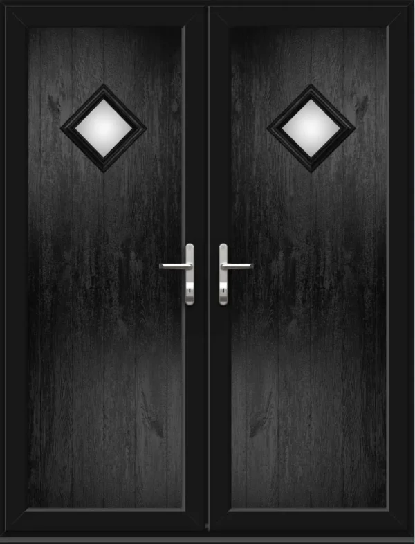 French Door with Woodrow Diamond Glazed Panel - Black