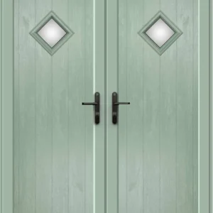 French Door with Woodrow Diamond Glazed Panel - Chartwell Green