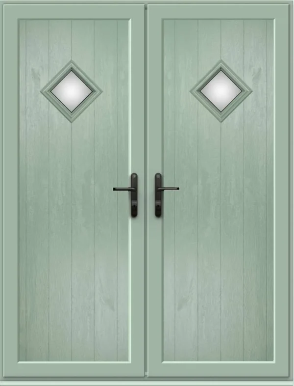 French Door with Woodrow Diamond Glazed Panel - Chartwell Green