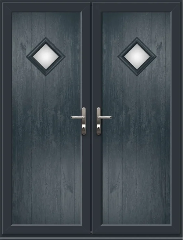 French Door with Woodrow Diamond Glazed Panel - Anthracite Grey