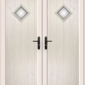 French Door with Woodrow Diamond Glazed Panel - Cream