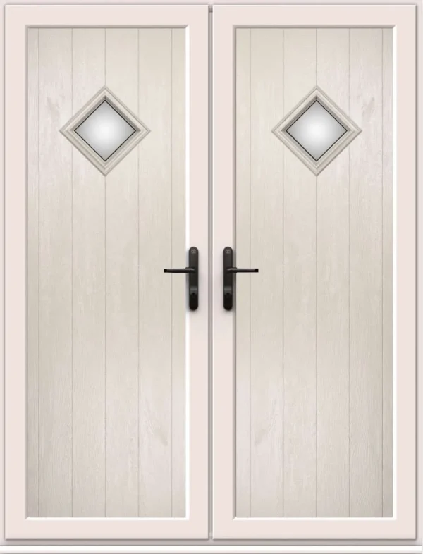 French Door with Woodrow Diamond Glazed Panel - Cream