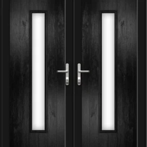 French Door with a Woodrow Long Panel - Black