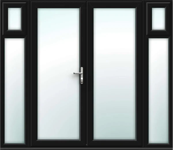Black French Doors with Opening Side Panels - Made to Measure