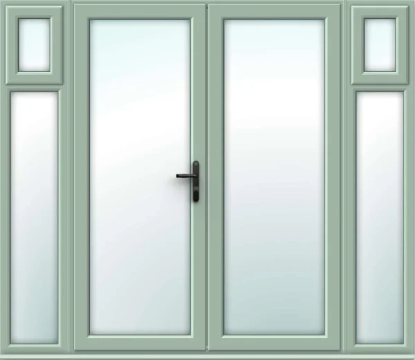 Chartwell Green French Doors with Opening Side Panels - Made to Measure