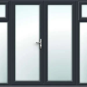 Anthracite Grey French Doors with Opening Side Panels - Made to Measure