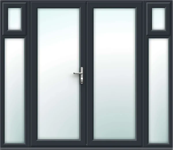 Anthracite Grey French Doors with Opening Side Panels - Made to Measure