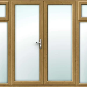 Golden Oak French Doors with Opening Side Panels - Made to Measure