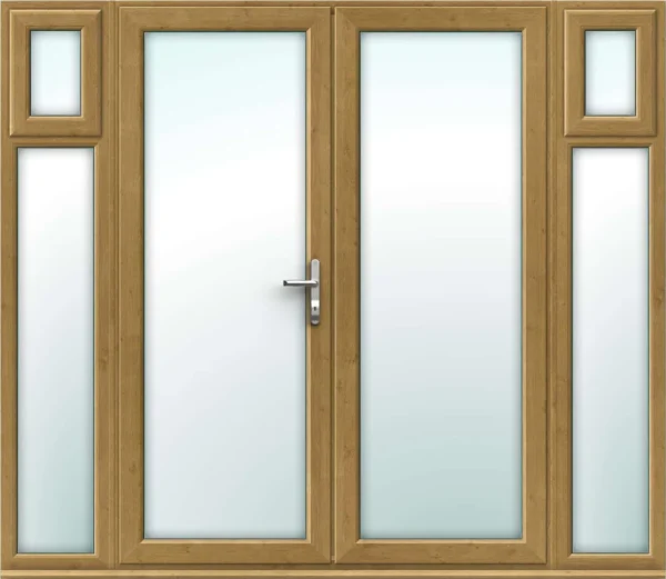 Irish Oak French Doors with Opening Side Panels - Made to Measure