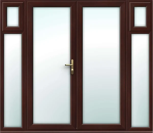 Rosewood French Doors with Opening Side Panels - Made to Measure