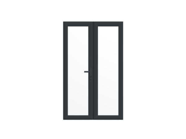 1190mm x 2090mm - Anthracite Grey on White uPVC French Doors