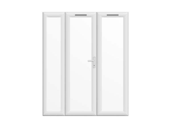1490mm x 2090mm - White uPVC French Doors with Narrow Side Panel