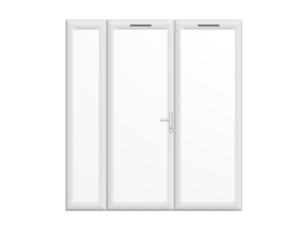 1790mm x 2090mm - White uPVC French Doors with Narrow Side Panel