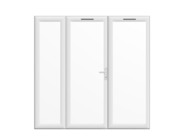 2090mm x 2090mm - White uPVC French Doors with wide Side Panel