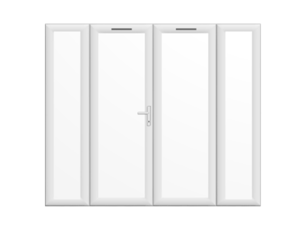 2390mm x 2090mm - White uPVC French Doors with Narrow Side Panels