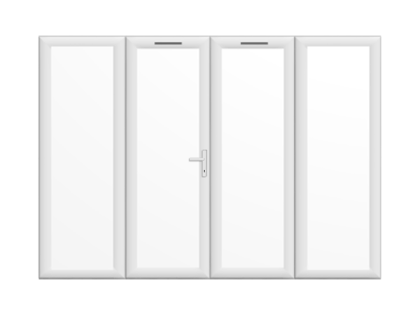 2390mm x 2090mm - White uPVC French Doors with Wide Side Panels
