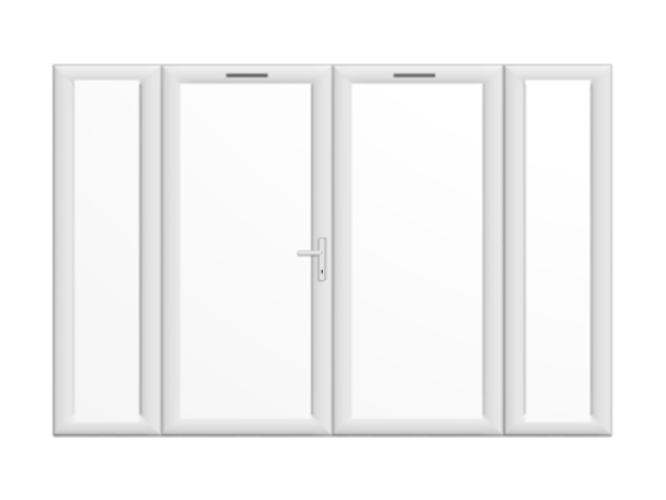 2690mm x 2090mm - White uPVC French Doors with Wide Side Panels