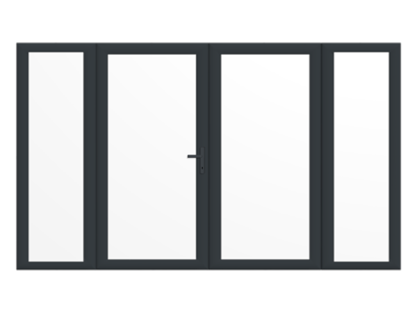 2990mm x 2090mm - Grey-on-White uPVC French Doors with Wide Side Panels