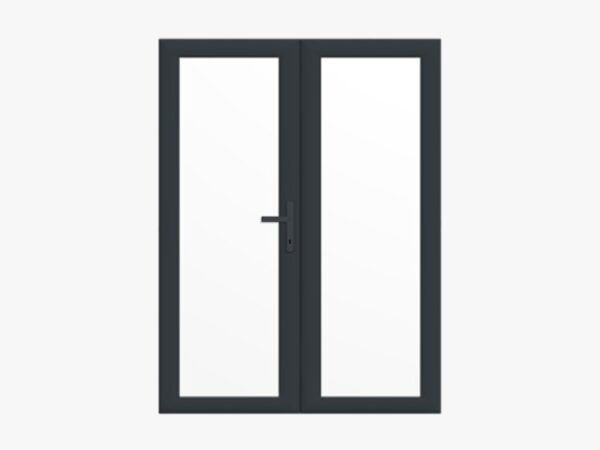 1490mm x 2090mm - Anthracite Grey on White uPVC French Doors