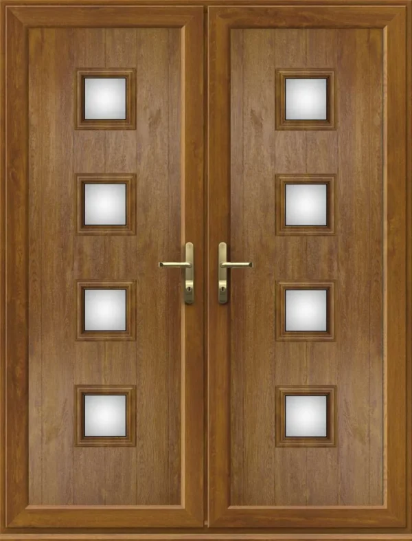 French Door with Hayes Four Glazed Panel - Golden Oak