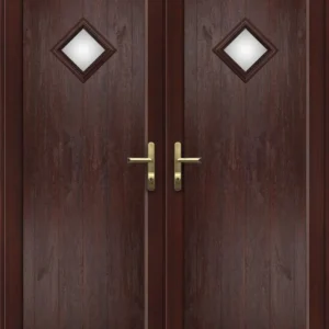 French Door with Woodrow Diamond Glazed Panel - Rosewood