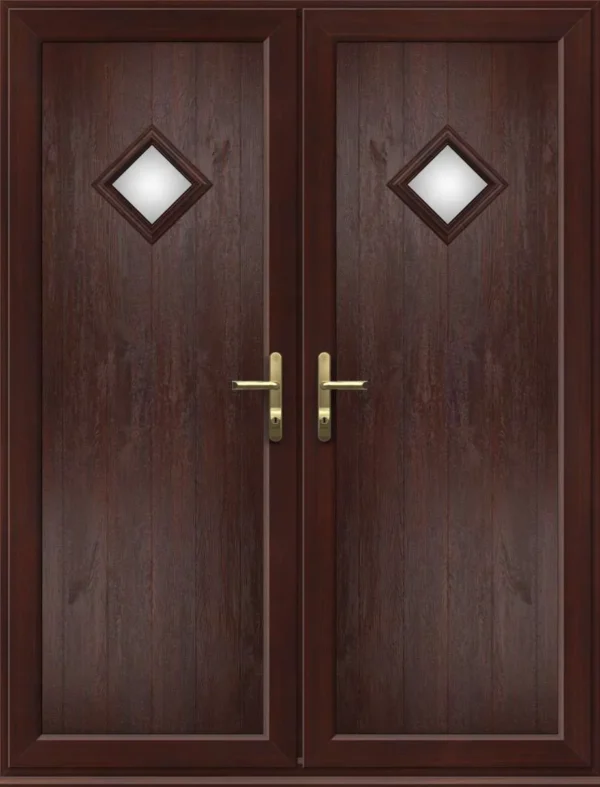 French Door with Woodrow Diamond Glazed Panel - Rosewood
