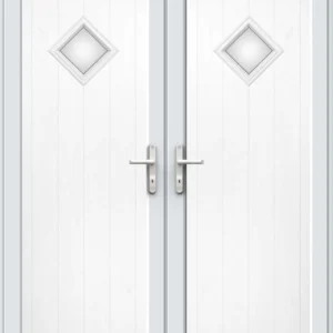 French Door with Woodrow Diamond Glazed Panel - White