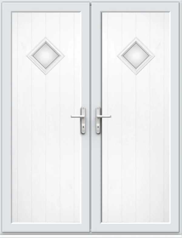 French Door with Woodrow Diamond Glazed Panel - White