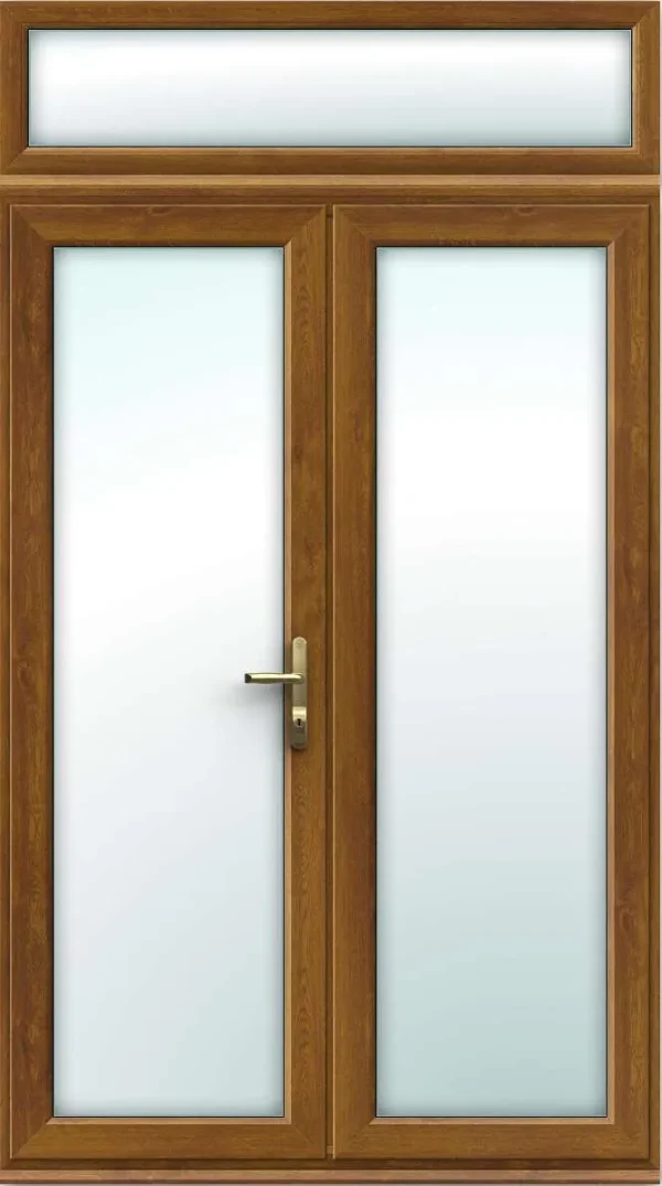 uPVC Golden Oak French Doors with Top Panel – Made to Measure